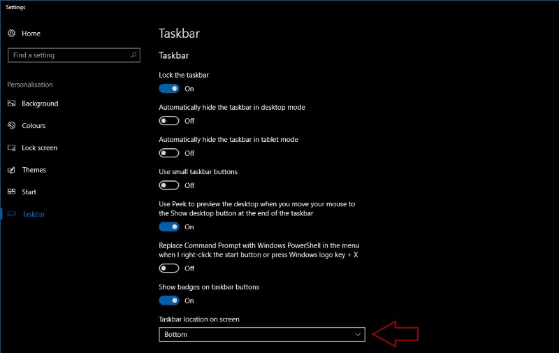 วิธีการเปลี่ยนตำแหน่งแถบงานใน Windows 10