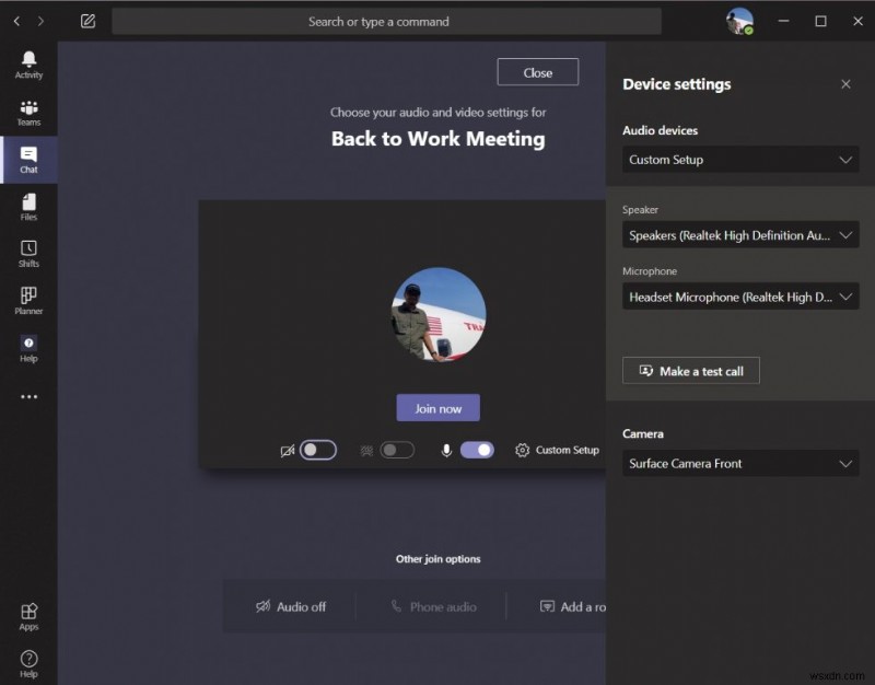 วิธีสร้างการตั้งค่าวิดีโอ ลำโพง และเสียงแบบกำหนดเองใน Microsoft Teams