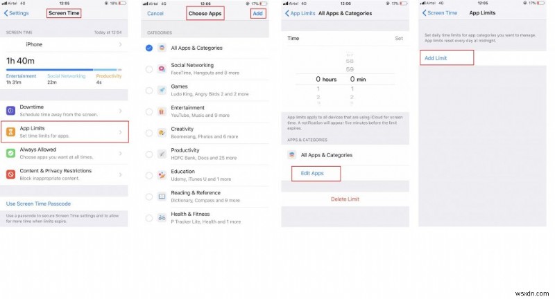 iOS 12 स्क्रीन टाइम और ऐप लिमिट सुविधाओं का उपयोग कैसे करें