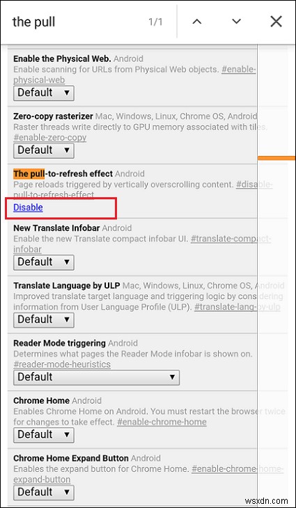 วิธีปิดใช้งานคุณลักษณะ  ดึงเพื่อรีเฟรช  บน Chrome สำหรับ Android