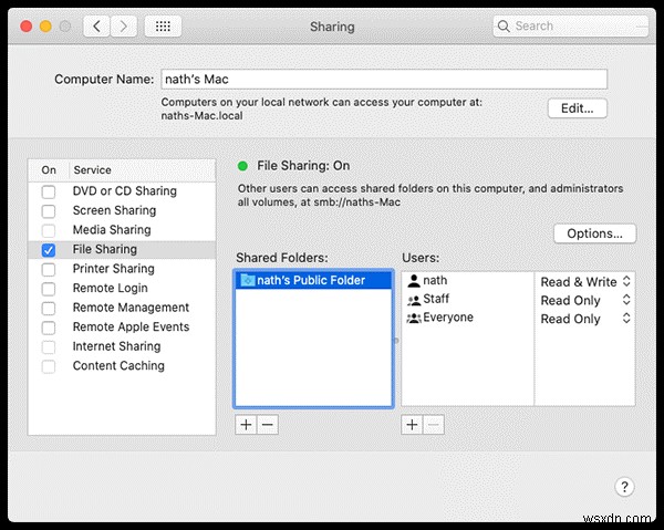 फिक्स्ड:मैक फ़ाइल शेयरिंग काम नहीं कर रहा है (कैटालिना, मोजावे या बिग सुर उपयोगकर्ता)