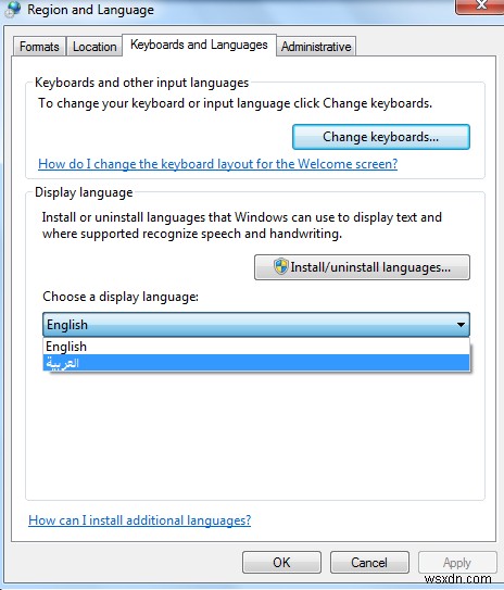 วิธีเปลี่ยนภาษาที่แสดงใน Windows 7