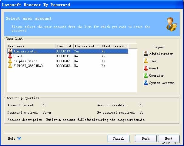 เครื่องมือกู้คืนรหัสผ่าน Windows 10