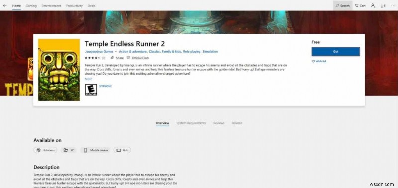 Lùi lại một bước trước khi tải xuống trò chơi từ Windows Store