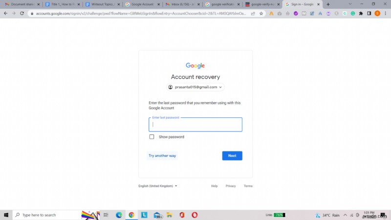 วิธีรีเซ็ตรหัสผ่าน Gmail ด้วยรหัสยืนยัน