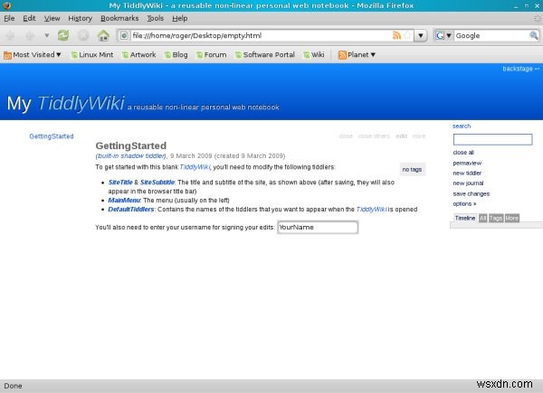 TiddlyWiki - สมุดบันทึก บล็อก วิกิ เว็บไซต์ - ทั้งหมดในที่เดียว